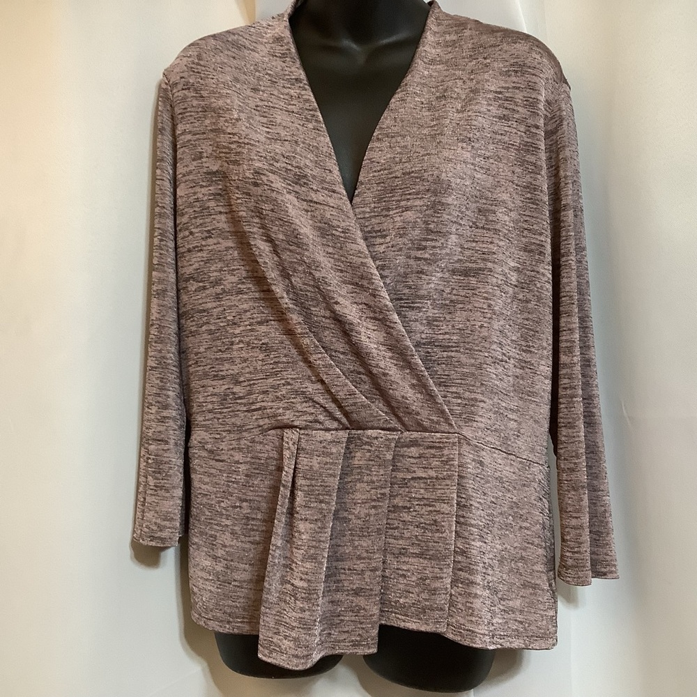 Brenda Beddome Top Women’s Size Large Crossover Peplum Designer Mauve